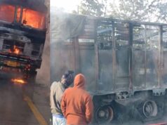 मंडला में बड़ा हादसा: अंजनिया बायपास पर ट्रक का टायर फटा, आग और धमाके से मचा हड़कंप