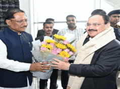 मुख्यमंत्री श्री विष्णुदेव साय ने केंद्रीय स्वास्थ्य एवं परिवार कल्याण मंत्री श्री जे पी नड्डा का किया आत्मीय स्वागत